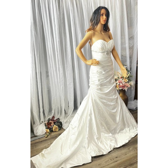 Demetrios Strapless Ivory Wedding Dress Style 4284 Discount Designer Wedding Dre - Picture 6 of 7